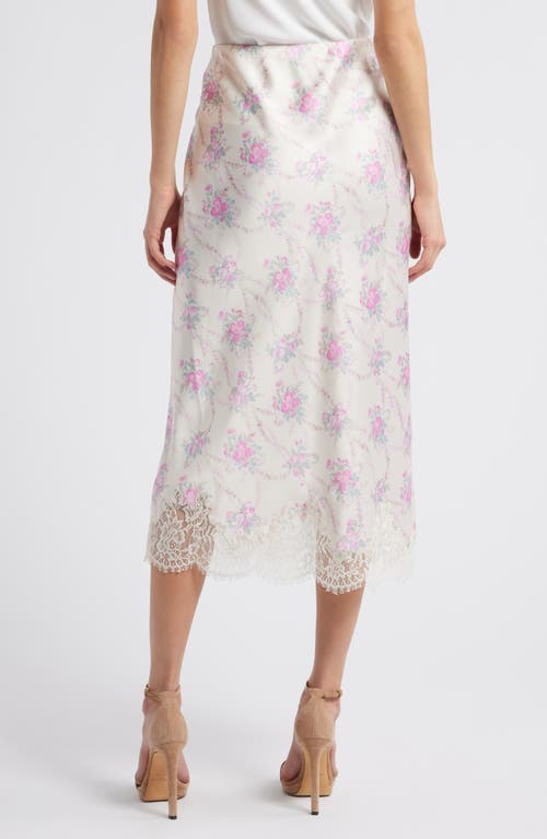 Loveshackfancy Malina Floral Lace Hem Skirt In Rose Picnic