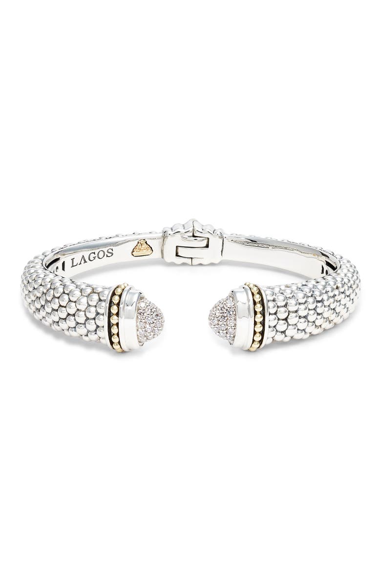 Caviar Diamond Cuff, Main, color, SILVER