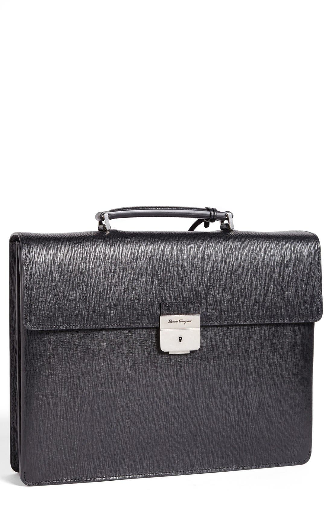 Salvatore Ferragamo 'Revival' Briefcase, Main, color, BLACK
