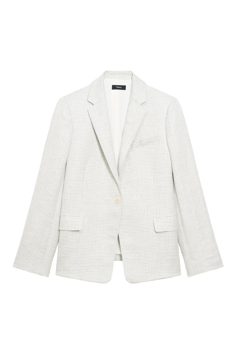 B.Mel Houndstooth Check Slim Fit Linen Blend Blazer, Alternate, color, PLATINUM MULTI