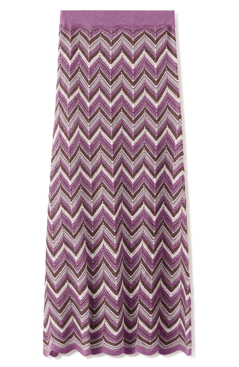 MANGO Flare Open Stitch Midi Skirt, Alternate, color, Purple