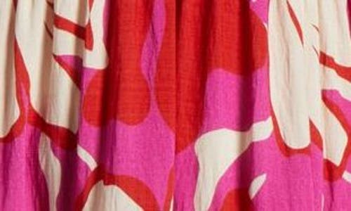 MELLODAY MELLODAY PRINTED SHIRRED WAIST TIERED MAXI SUNDRESS