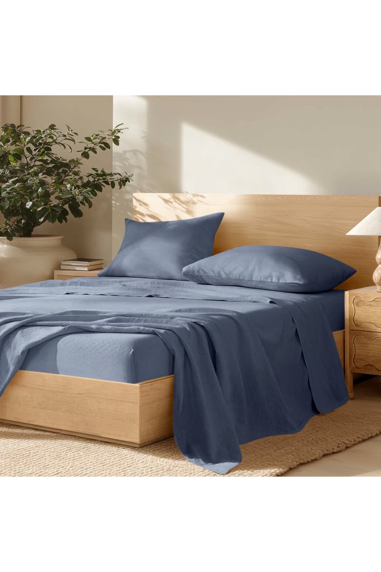 100% European Linen Sheet Set, Alternate, color, Indigo