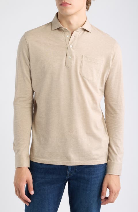 Crown Crafted Amble Long Sleeve Cotton & Cashmere Polo
