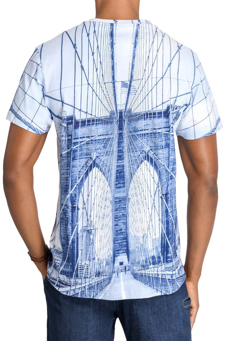 Slim Fit Brooklyn Bridge Crew T-Shirt, Alternate, color, BLUE
