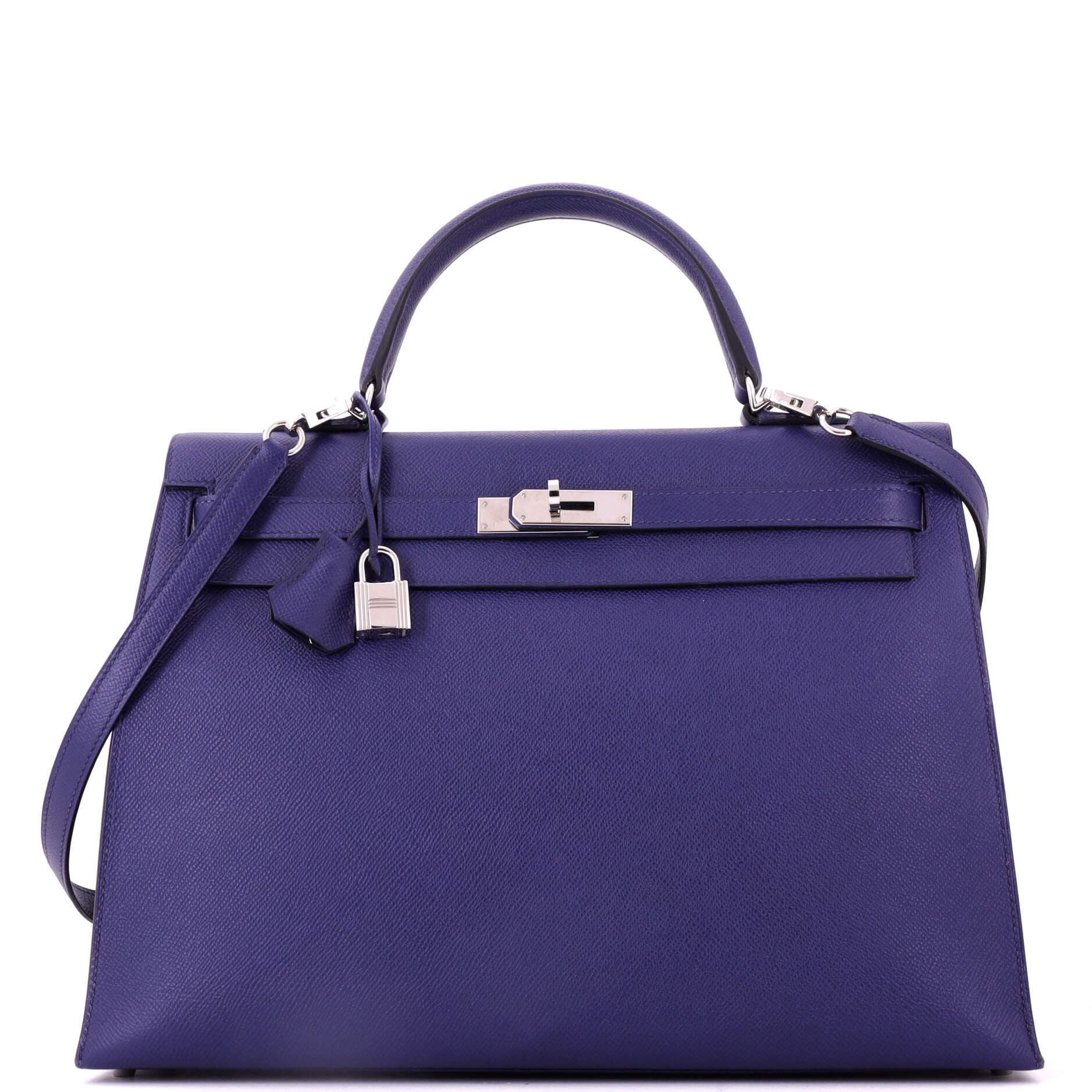 Kelly Handbag Blue Epsom with Palladium Hardware 35, Main, color, Blue