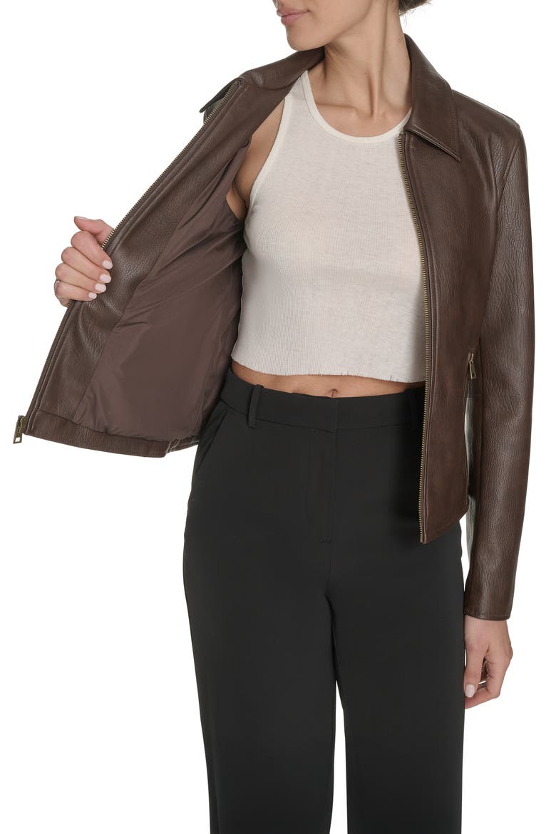Racer Faux Leather Jacket, Alternate, color, DARK BROWN