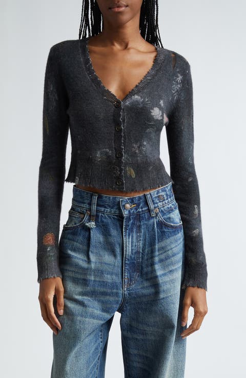 Floral Distressed Cashmere Baby Cardigan