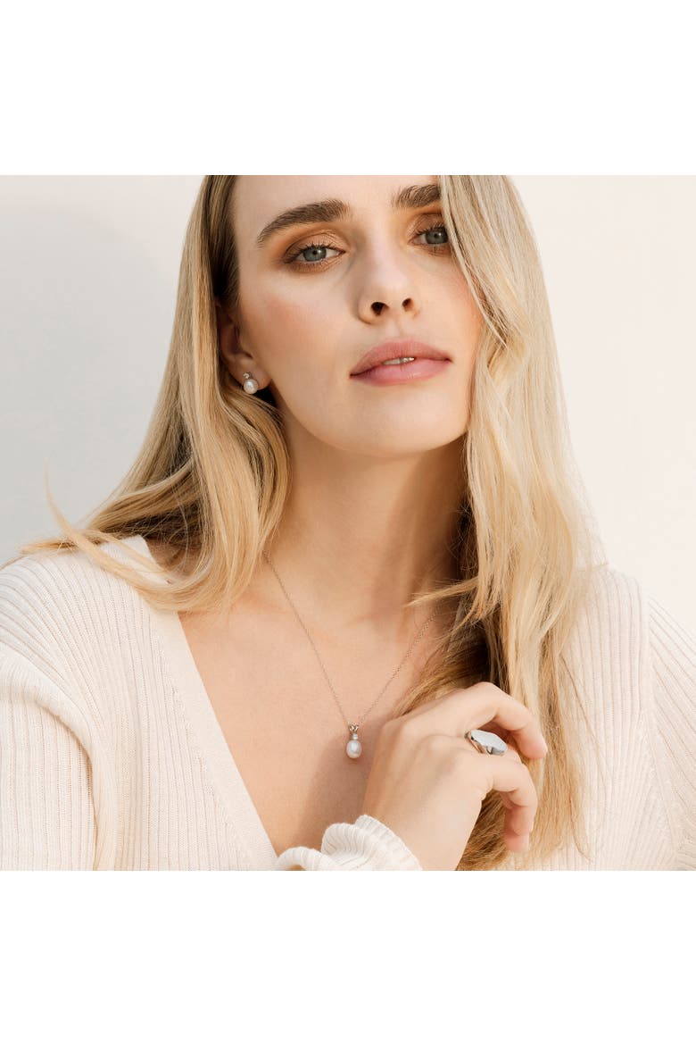 White Freshwater Cultured Pearl & Cubic Zirconia Rosalie Jewelry Set, Alternate, color, White Pearls