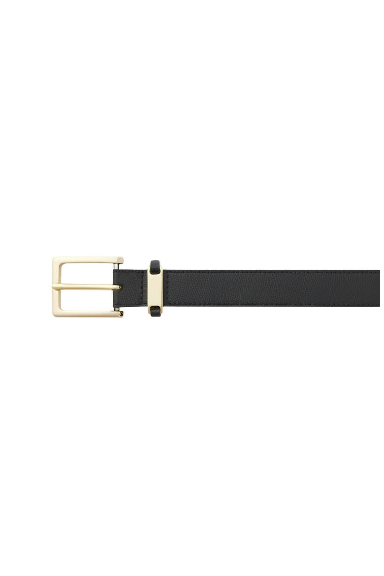 The Square Buckle Leather Belt, Alternate, color, BLACK