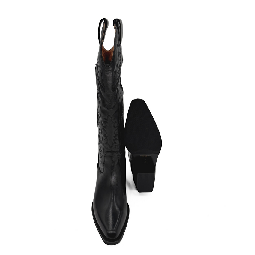 Amie Rafa Montana Leather Western Boots, Alternate, color, Black