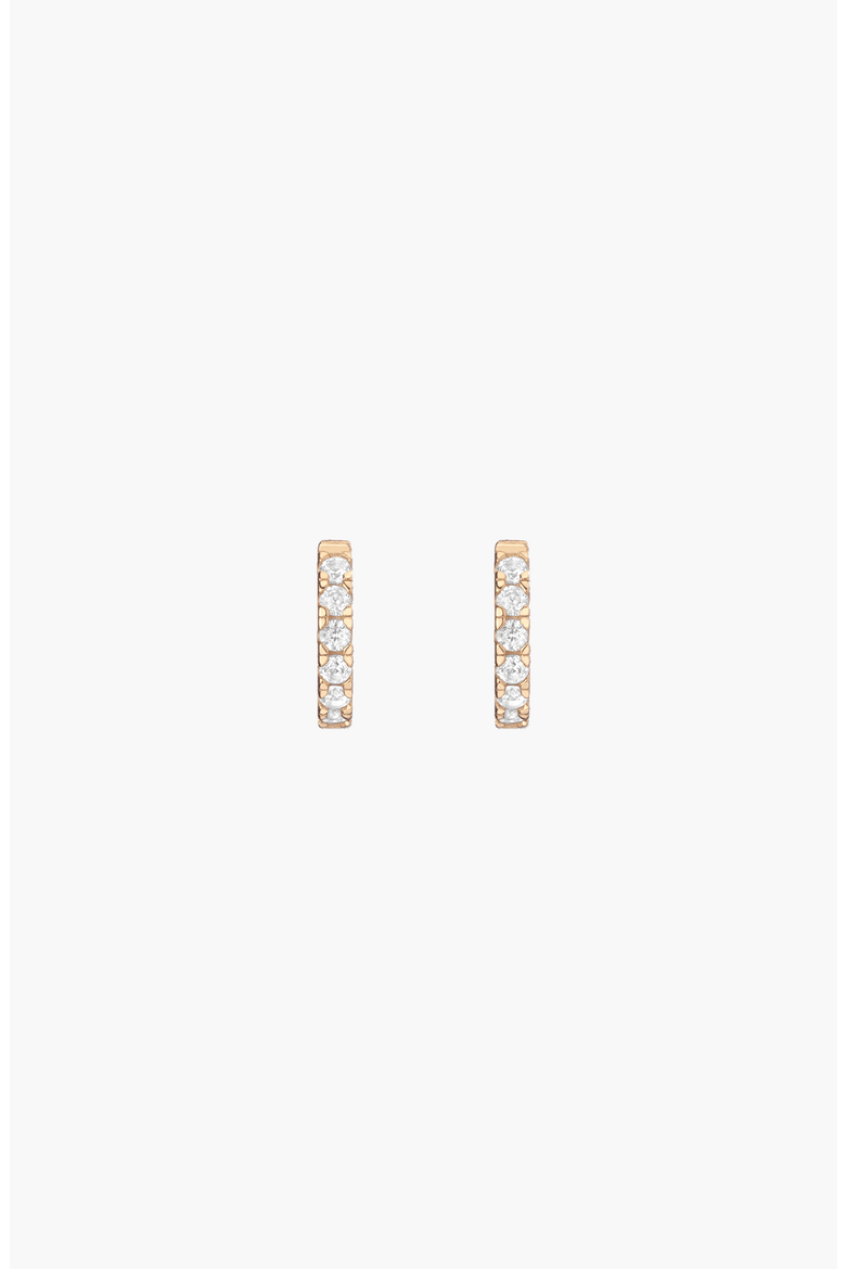 White Sapphire Huggie Earrings, Alternate, color, Yellow Gold Vermeil
