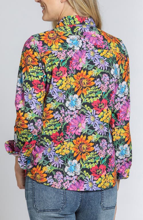 Apny Classic Floral Button-up Shirt In Lilac Multi