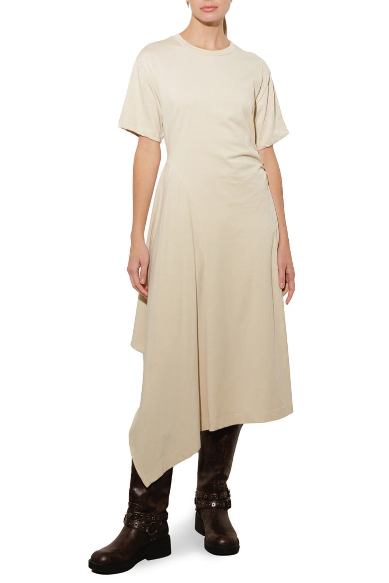 Cotton Blend Asymmetric Hem T-Shirt Dress, Main, color, ECRU