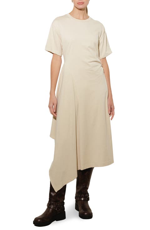 Cotton Blend Asymmetric Hem T-Shirt Dress