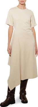FREEMARKET Cotton Blend Asymmetric Hem T-Shirt Dress