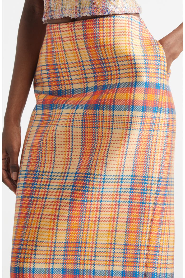 The Mercer Bonded Virgin Wool & Silk Pencil Skirt, Alternate, color, ORANGE PLAID