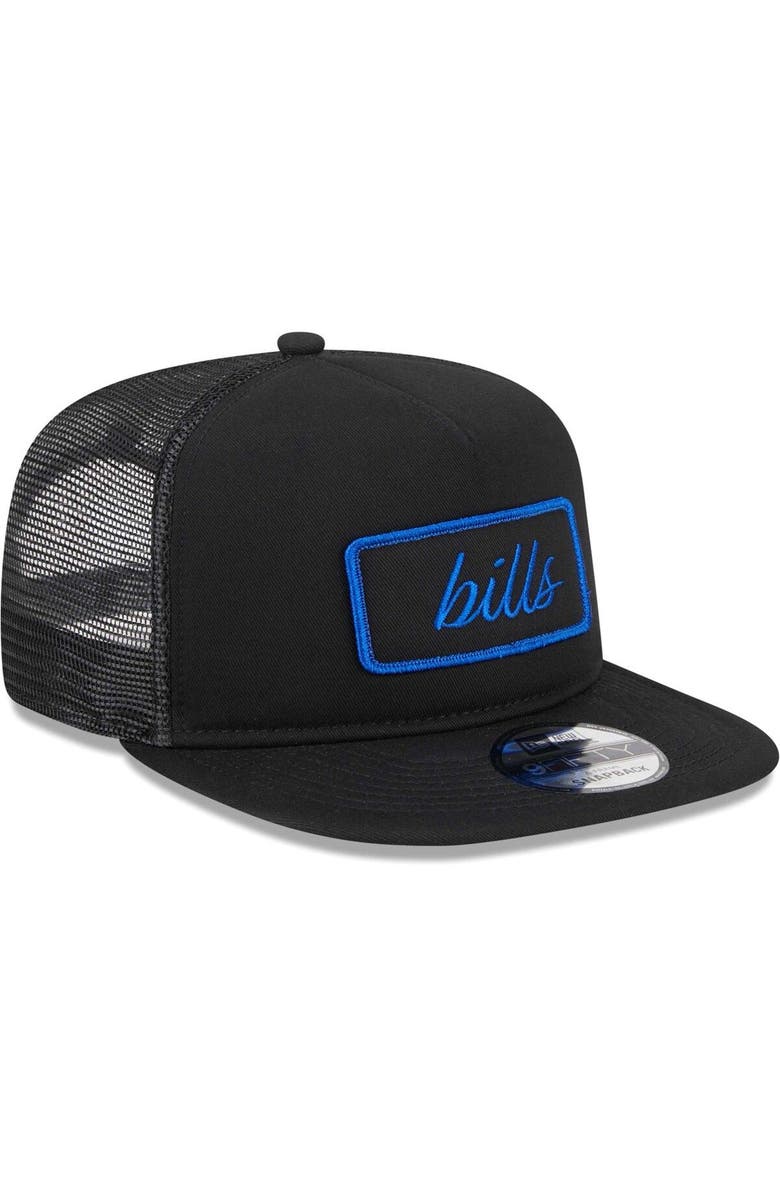 New Era Men's New Era Black Buffalo Bills Forum Trucker 9FIFTY Snapback Hat, Alternate, color,