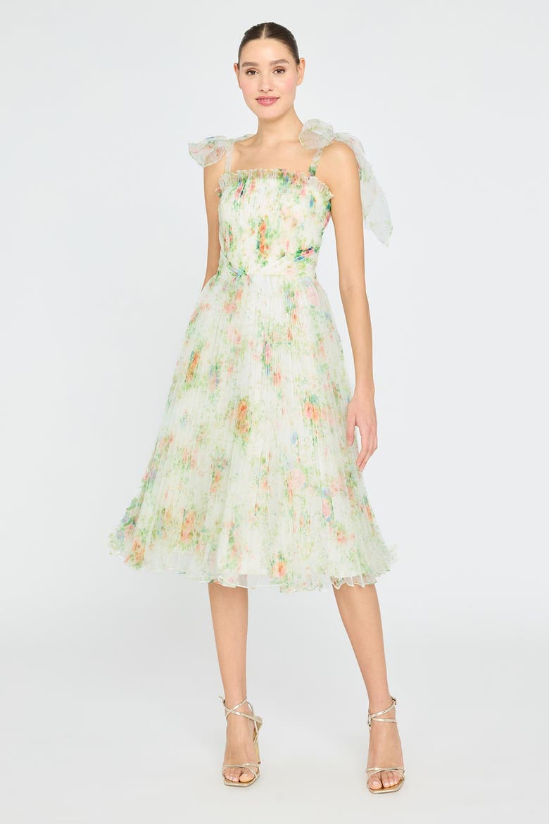 Betty Pleated Organza Dress, Main, color, Petite Primrose