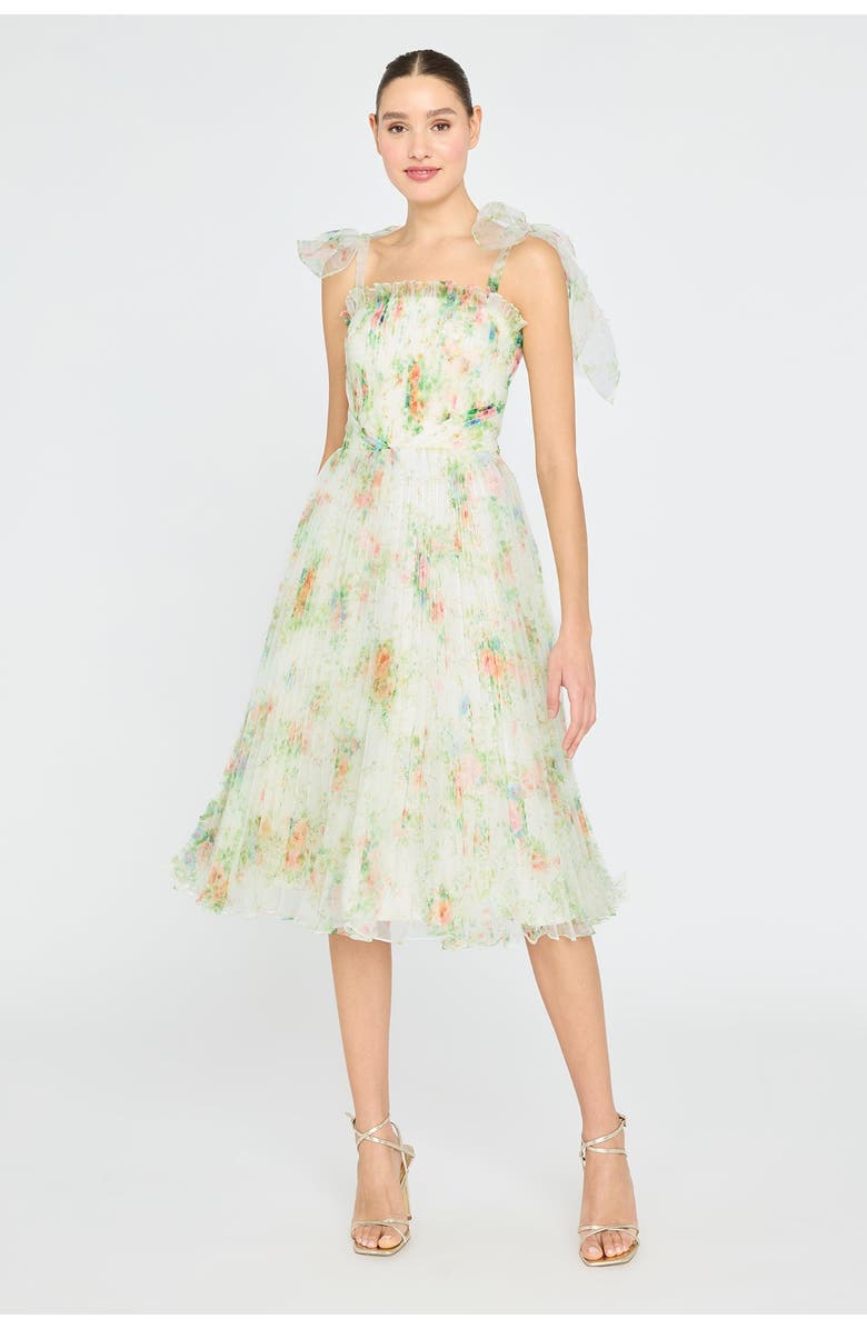 Theia Betty Pleated Organza Dress, Main, color, Petite Primrose