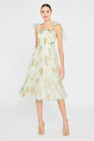 Theia Betty Pleated Organza Dress