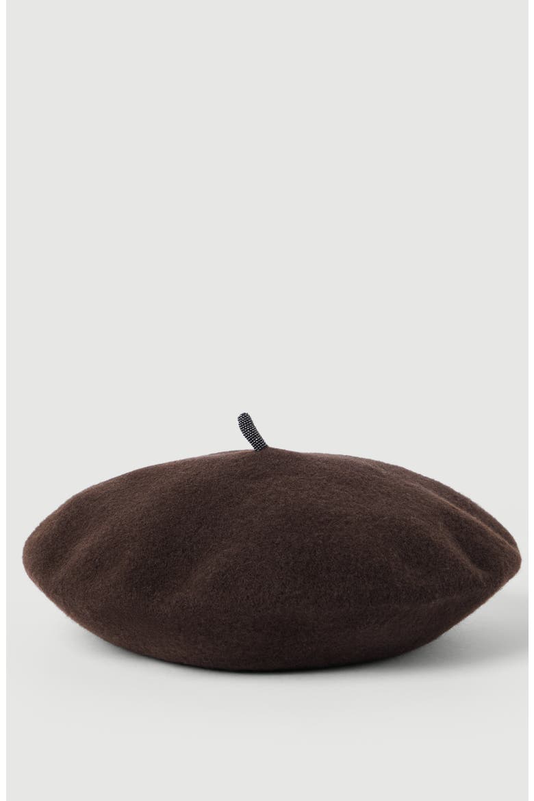 Wool beret with precious detail, Main, color, Cocoa