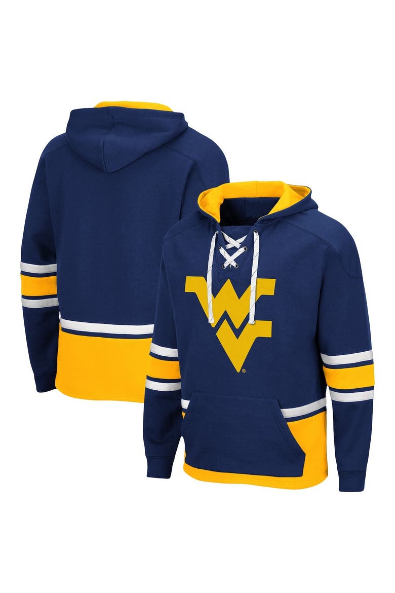 Men's Colosseum Navy West Virginia Mountaineers Lace Up 3.0 Pullover Hoodie, Alternate, color, Navy
