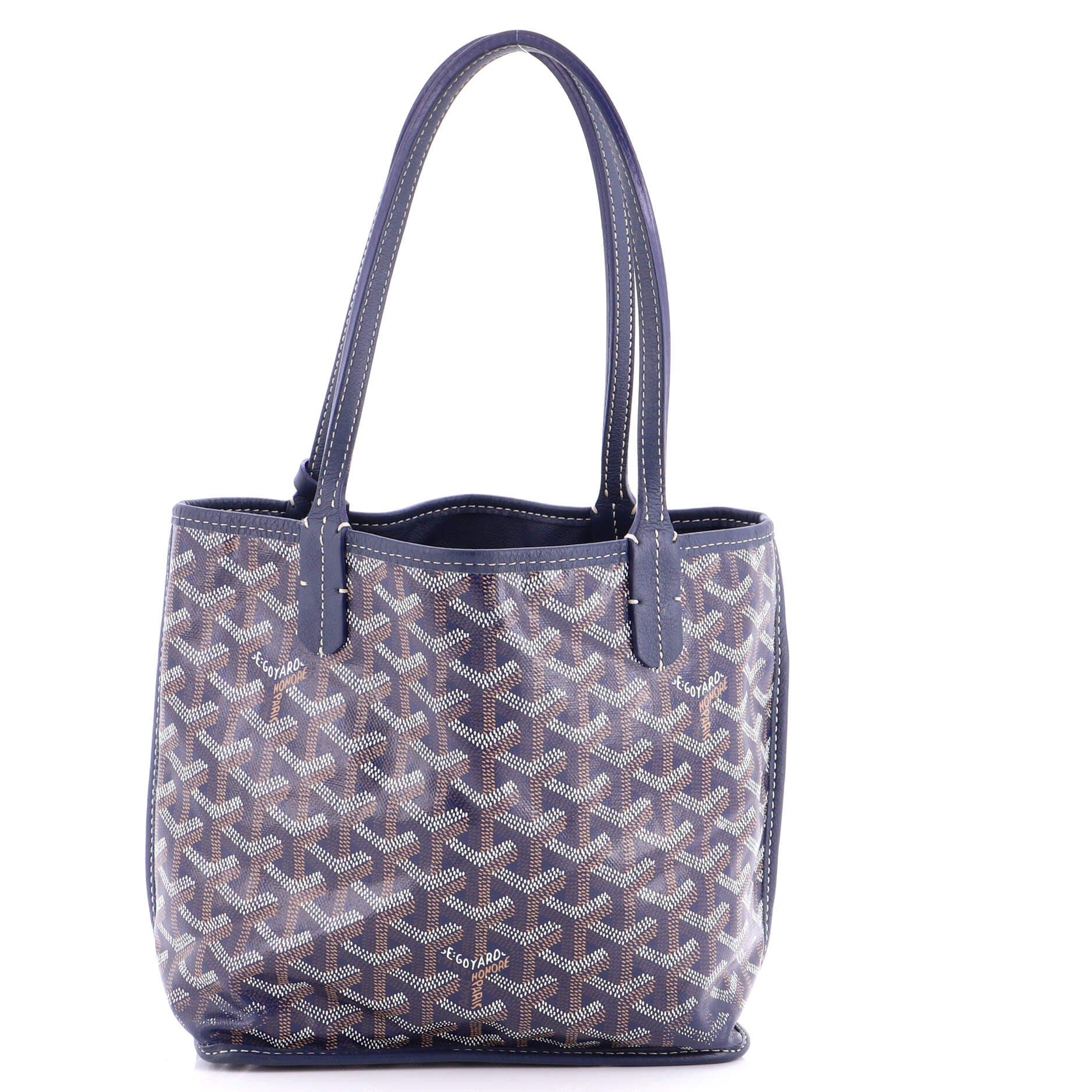 Pre-Owned Goyard Anjou Reversible Tote Coated Canvas Mini, Alternate, color, Blue