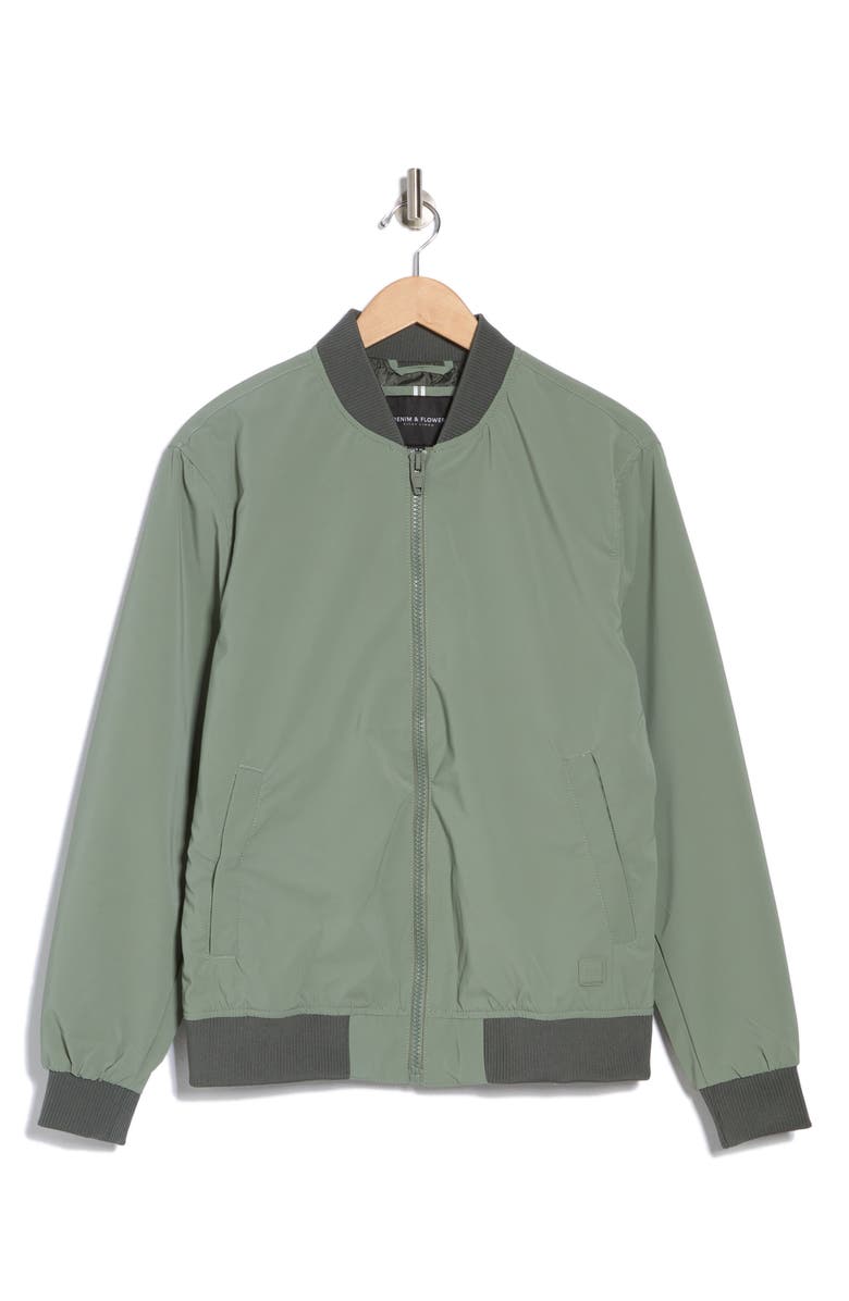 DENIM AND FLOWER Nylon Bomber Jacket, Alternate, color, Sage