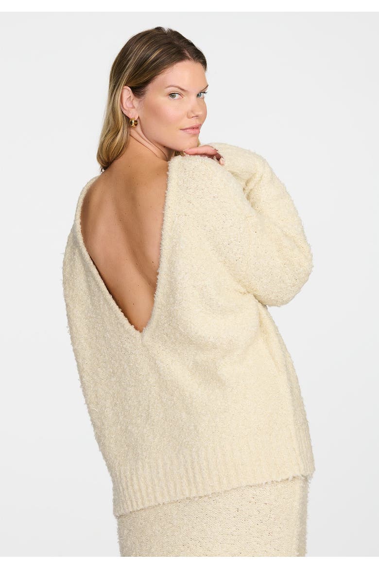 The Open Back Sweater  Boucle, Alternate, color, CREAM