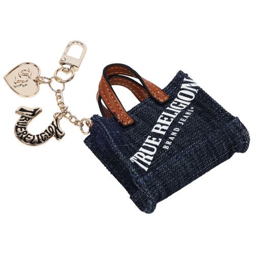 True Religion Mini Denim Tote Bag Charm In Blue