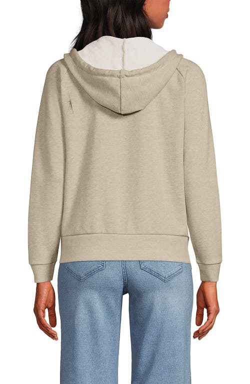 Lands' End Serious Sweats Relaxed Long Sleeve Full Zip Hoodie Sweatshirt In Champagne Heather