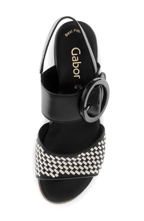 Gabor Strappy Slingback Wedge Sandal In Black