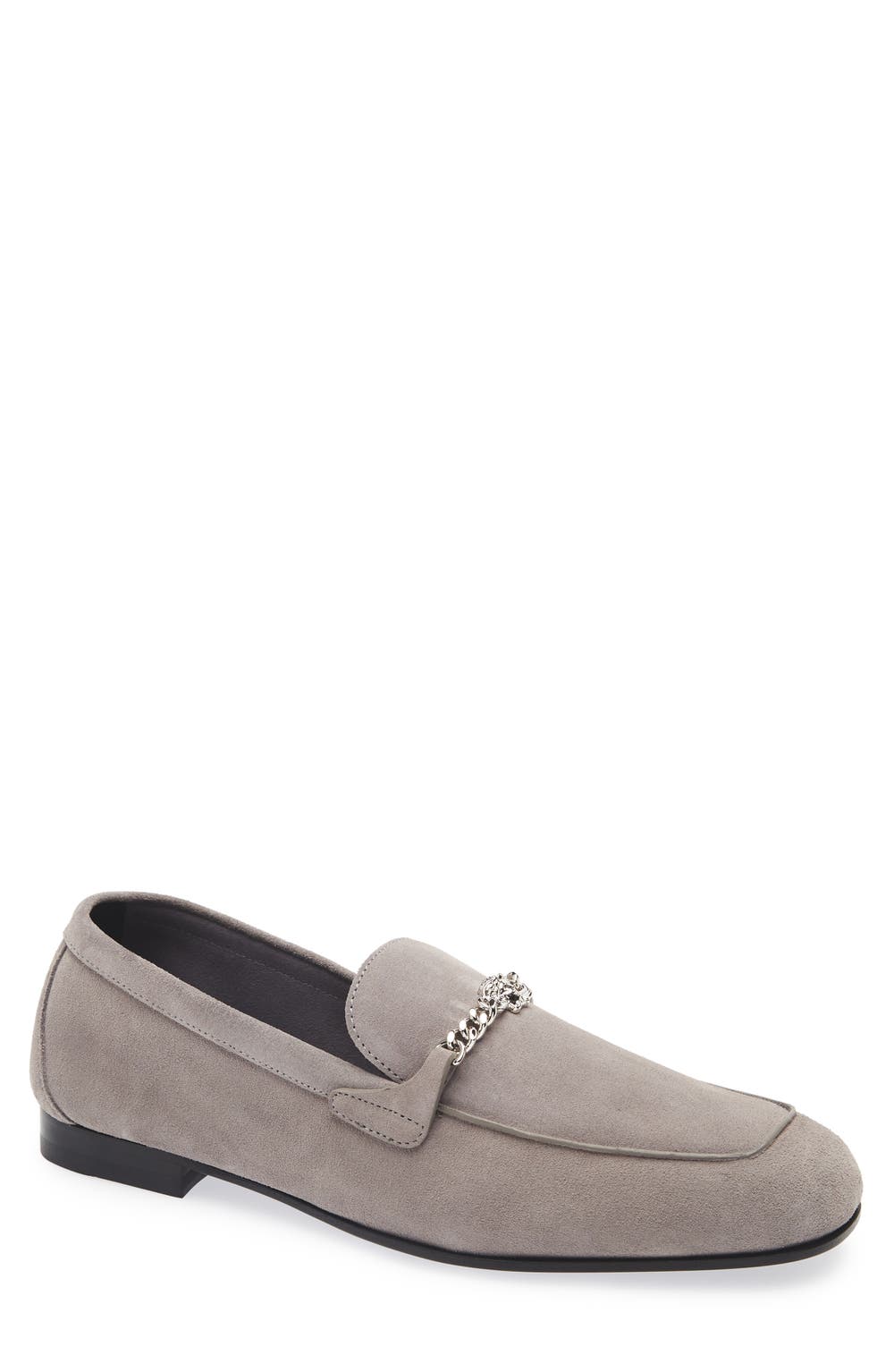 Medusa Chain Suede Loafer, color, CASTEL ROCK-PALLADIUM