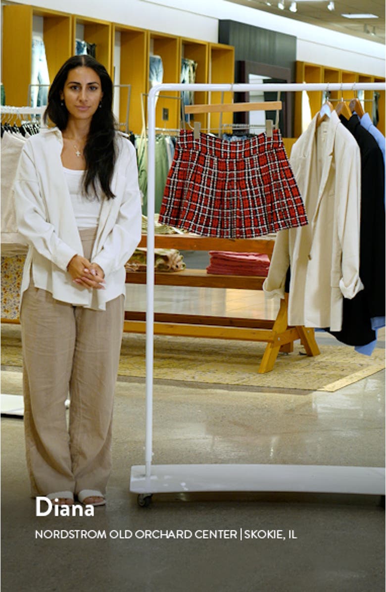 Mera Plaid Pleated Tweed Miniskirt, sales video thumbnail
