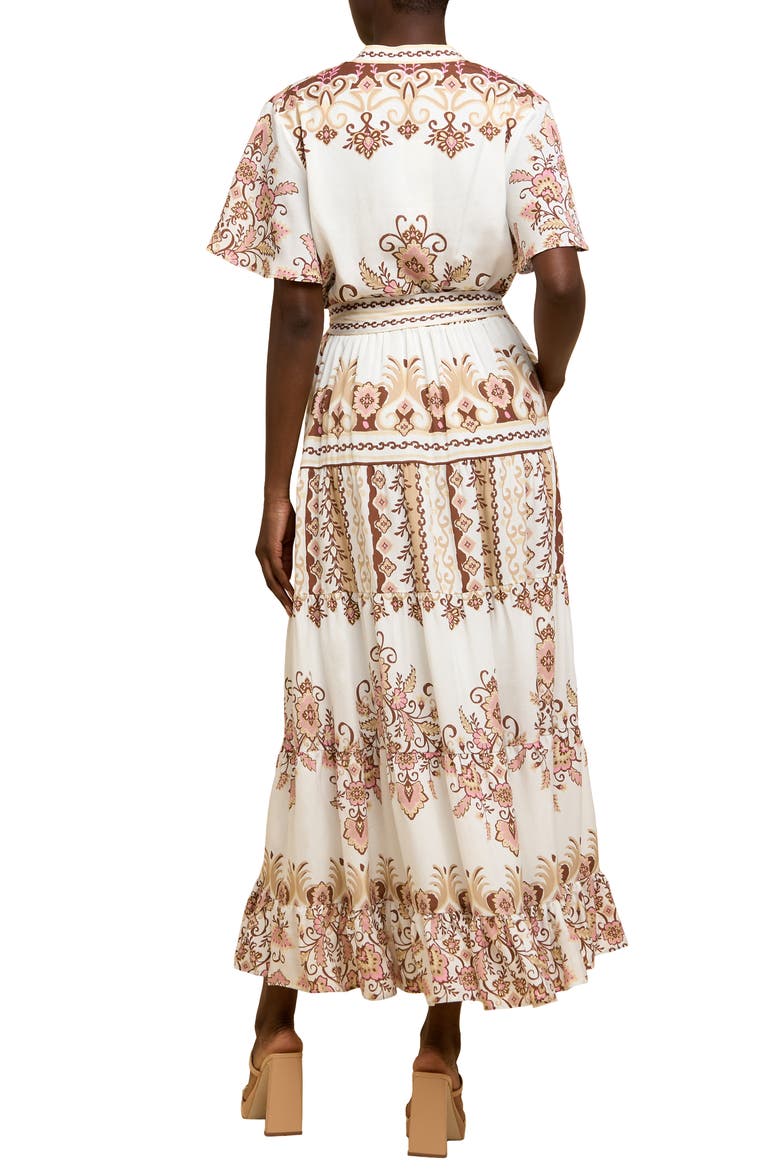 Thessa Floral Print Tie Waist Maxi Dress, Alternate, color, CREAM MULTI