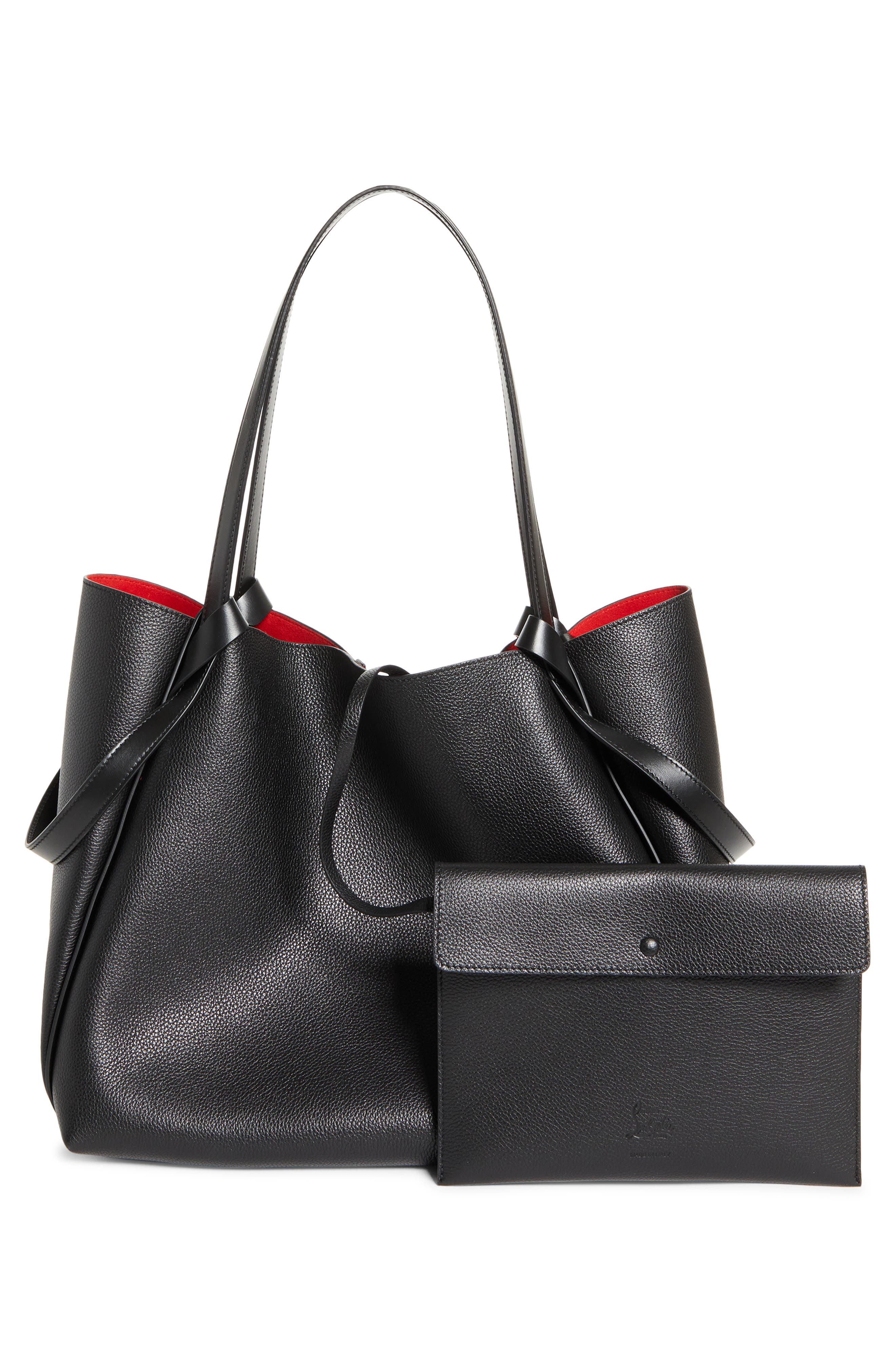 Christian Louboutin Large Bettina Leather Tote, Alternate, color, Bk01 Black