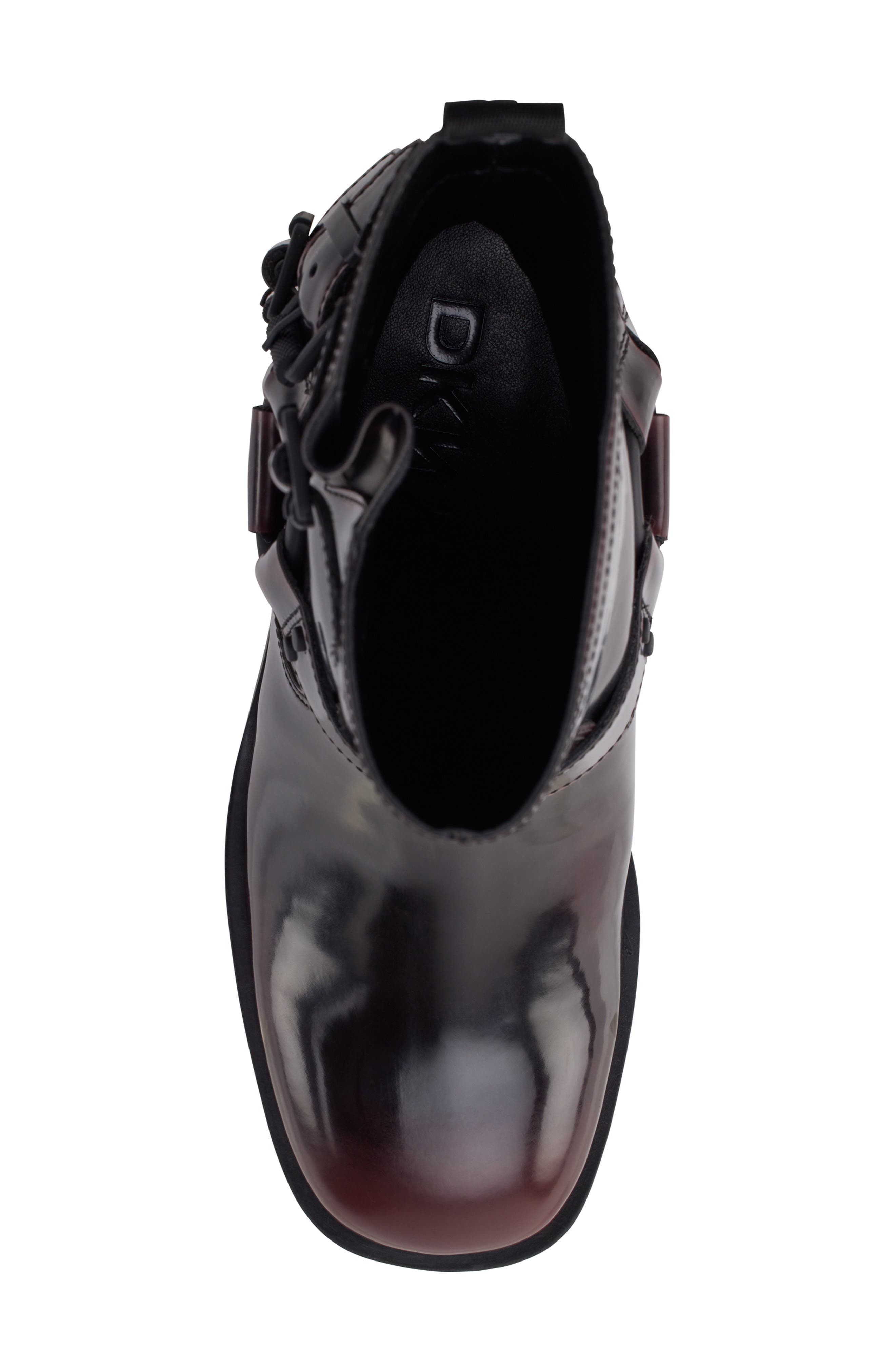 DKNY Nolan Harness Bootie, Alternate, color, Black / Wine