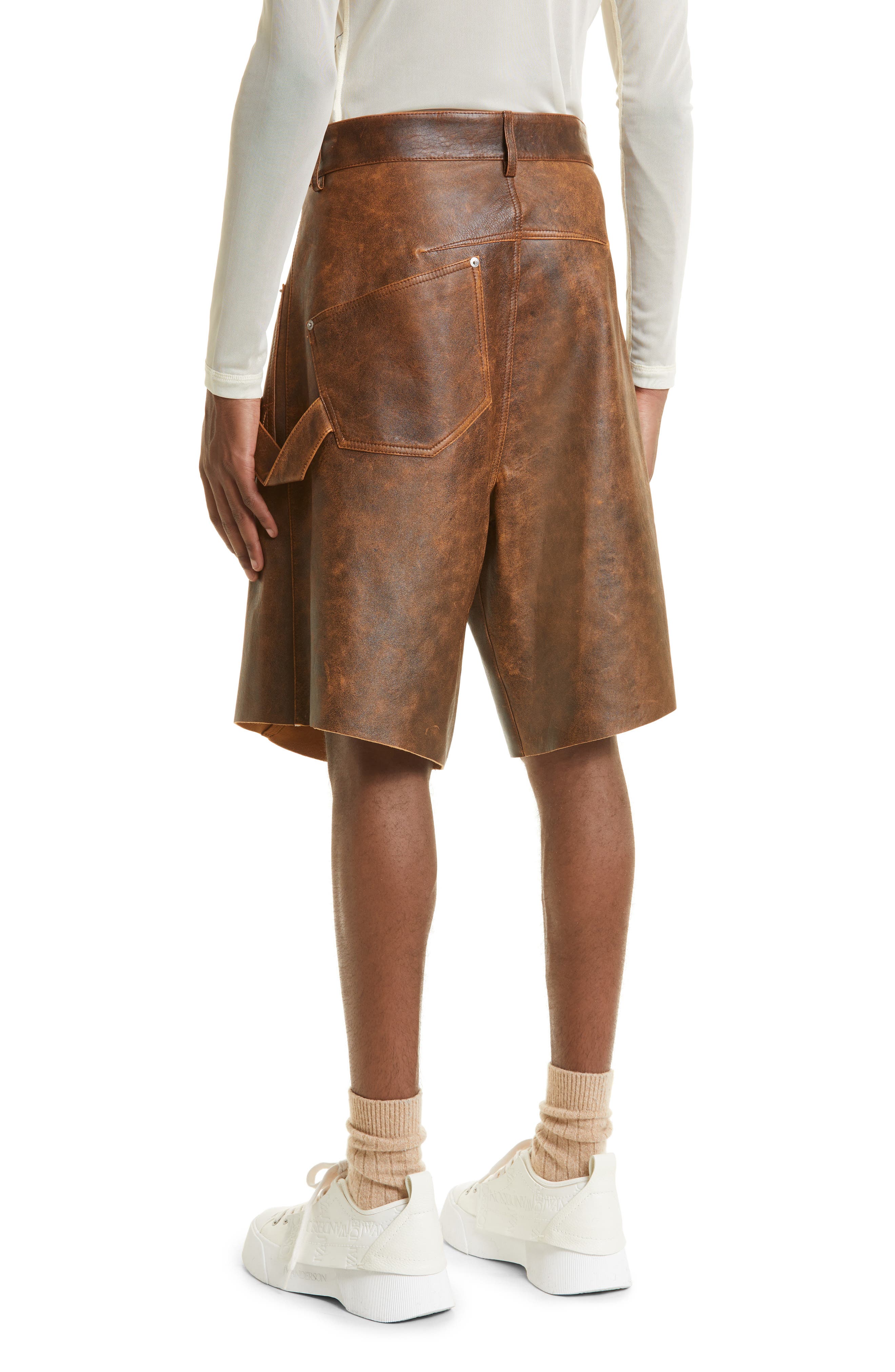 パンツ jentlouis Leather Pocket Shorts Twisted Lambskin Leather Shorts (Men) | Nordstrom