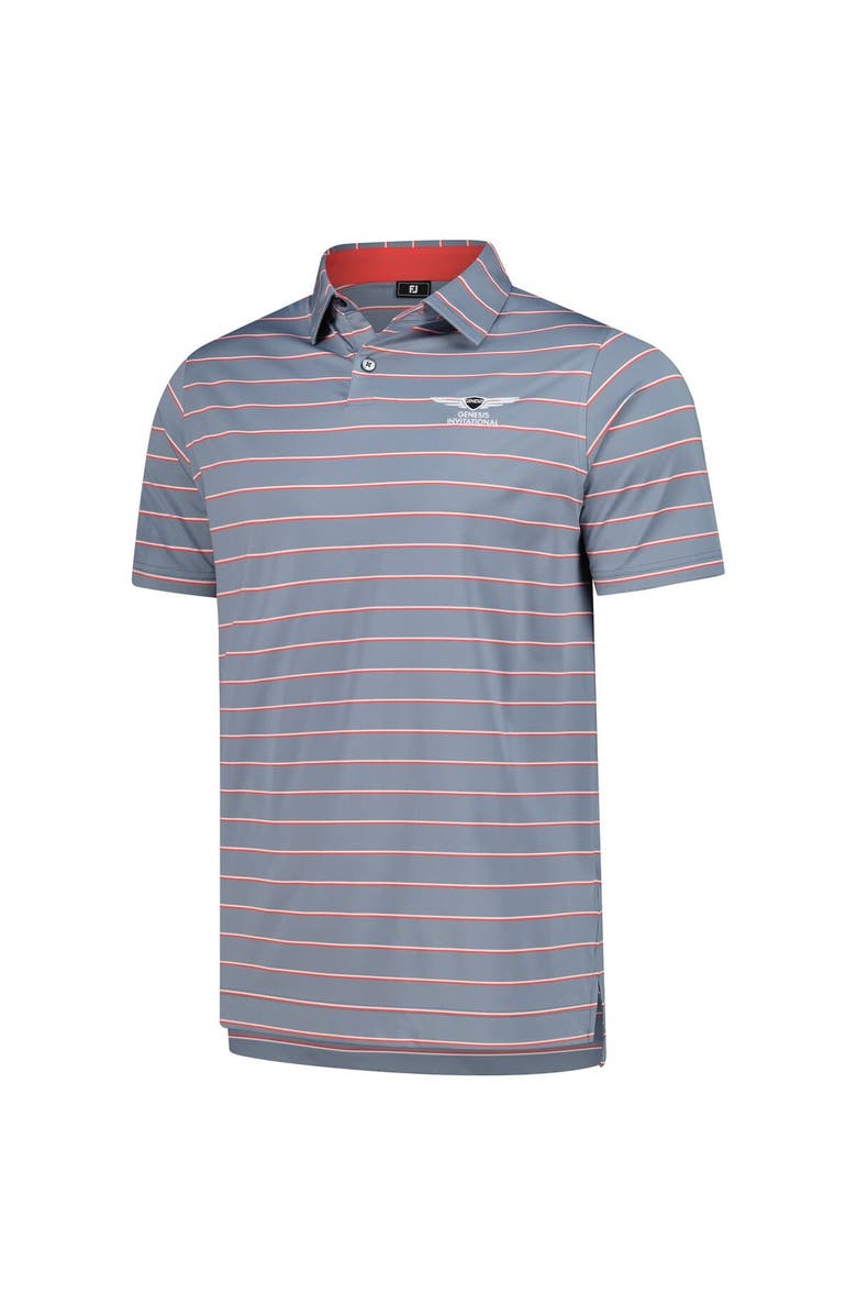 FOOTJOY Men's FootJoy Gray Genesis Invitational ProDry Classic Stripe Lisle Polo, Alternate, color, Gray