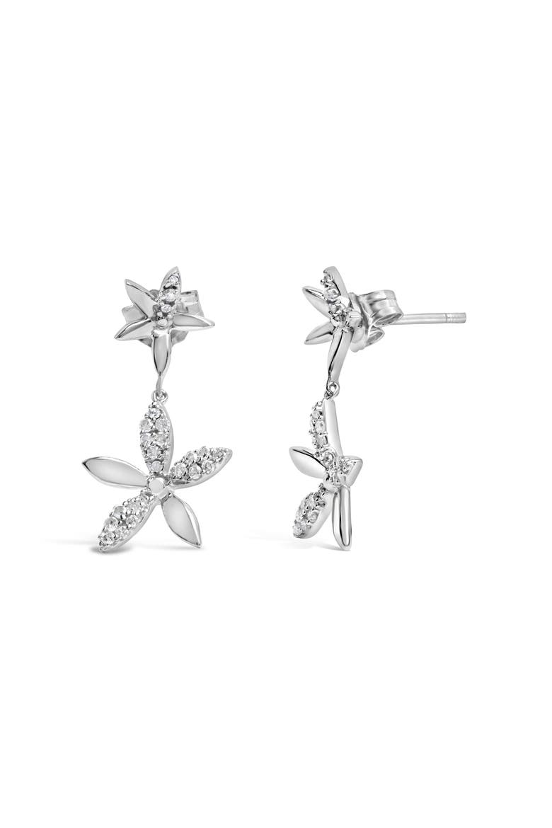 Sterling Silver 1/5 Cttw Diamond Double Star Dangle Earrings, Alternate, color, Silver