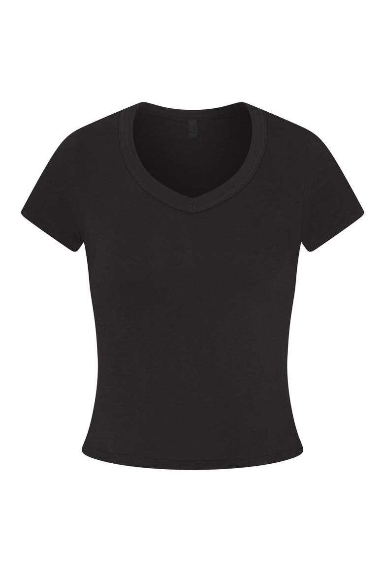 V-Neck Baby Tee, Alternate, color, WASHED ONYX