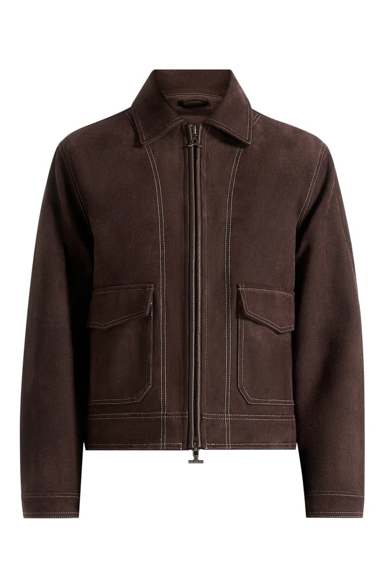 Manière De Voir Vince Suede Contrast Stitch Jacket, Alternate, color, Brown