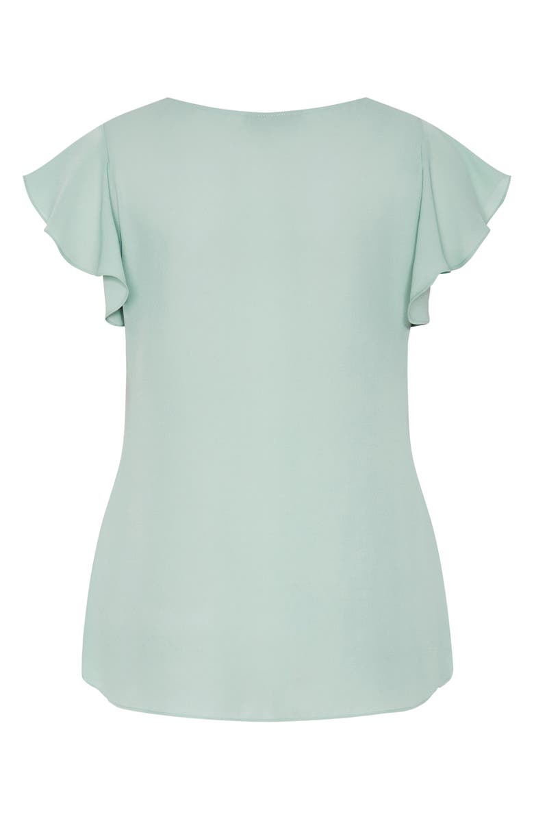 City Chic Florrie Zip Flutter Sleeve Top, Alternate, color, Seafoam