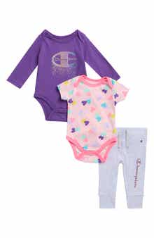 Champion Long Sleeve Bodysuit, Short Sleeve Bodysuit & Leggings Set