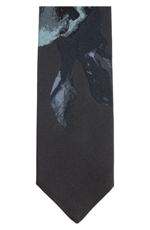 Dries Van Noten Floral Jacquard Silk Tie In Blue