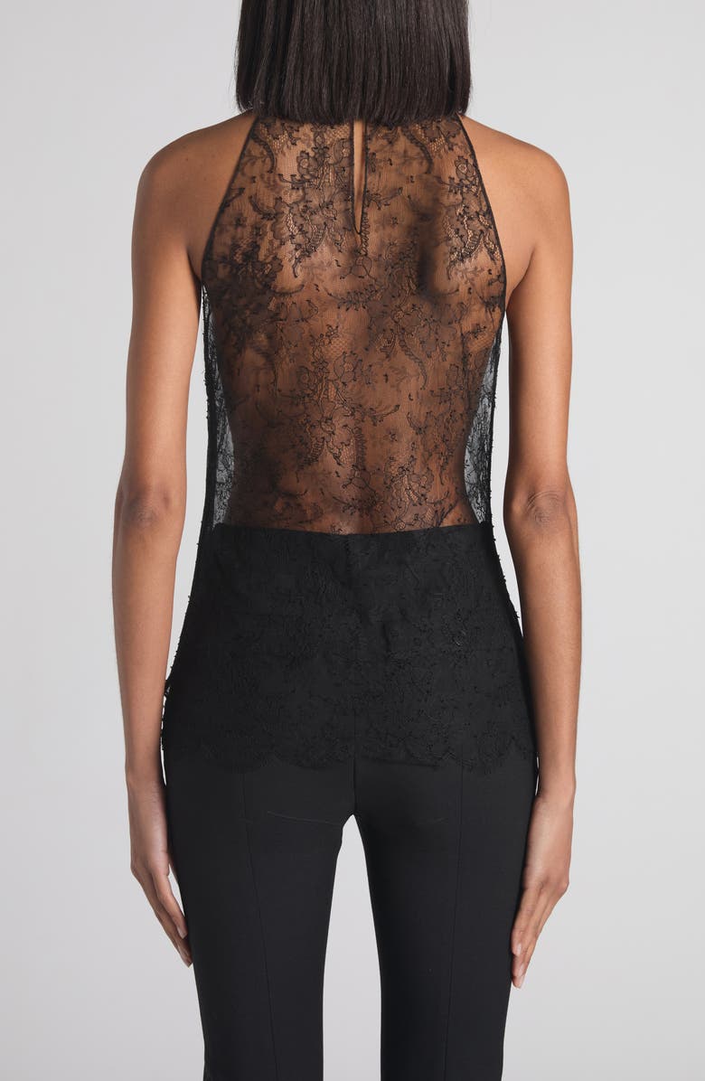 McQueen Sleeveless Sheer Floral Lace Top, Alternate, color, Black