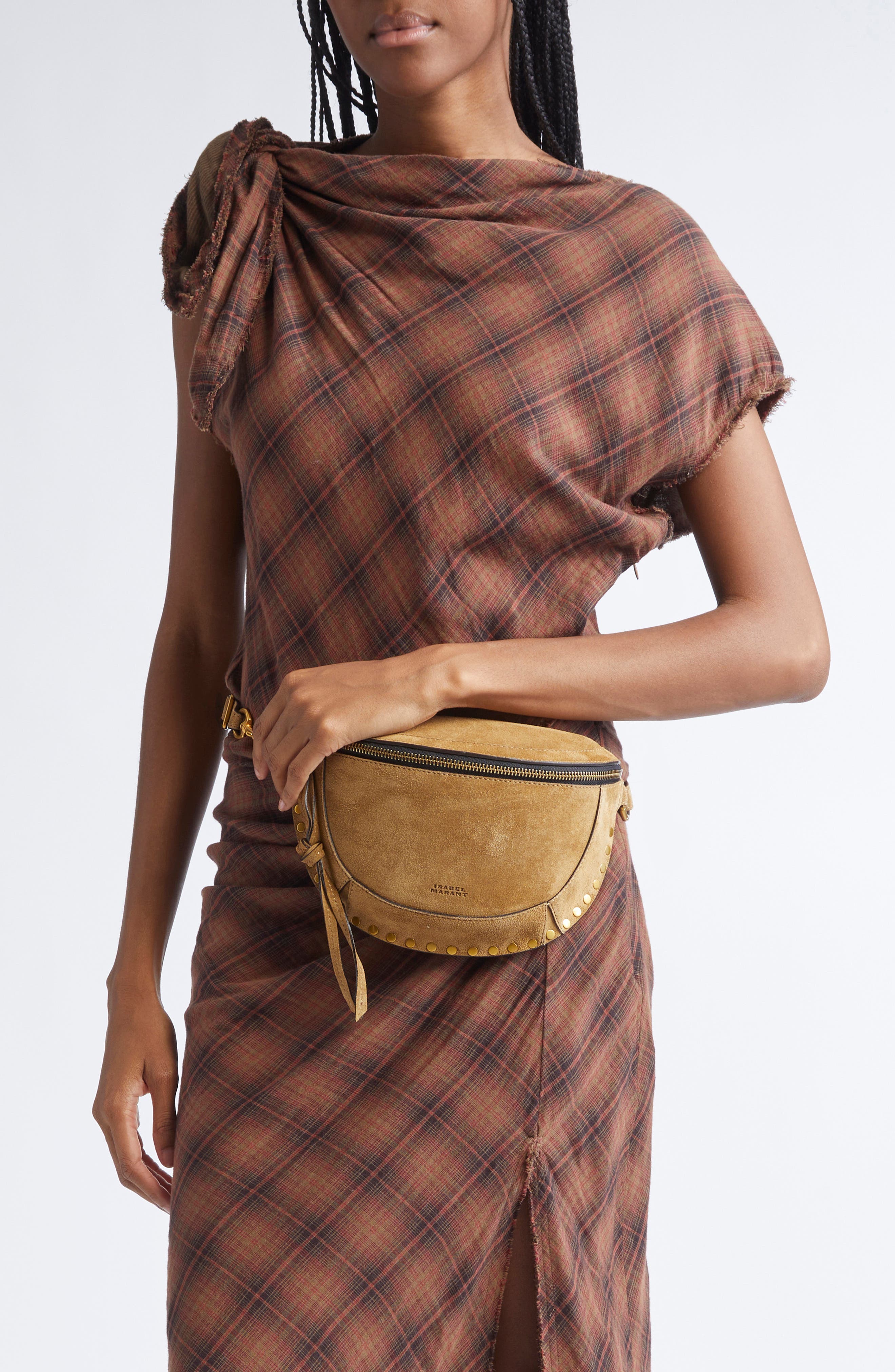 Isabel Marant Skano Stud Crossbody Bag, Alternate, color, Taupe/ Gold