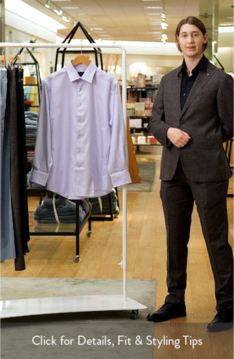 Trim Fit Textured Twill Cotton Dress Shirt, sales video thumbnail