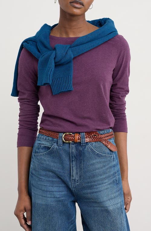 Seasalt Cornwall Easel Long Sleeve Stretch Organic Cotton Top In Purple